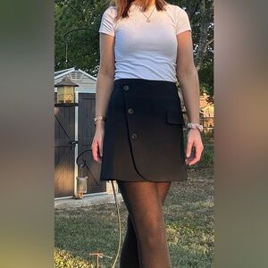 A New Day Black Button Wrap Skirt | medium